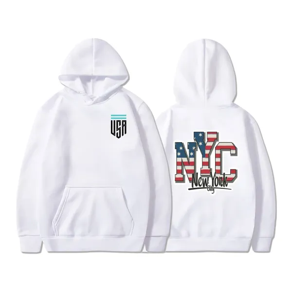 Streetwear Men's Hoodies USA Flag New York Letter Printed Long Sleeve Sweatshirt Fall Winter  Casual Hip-Hop Hoodie