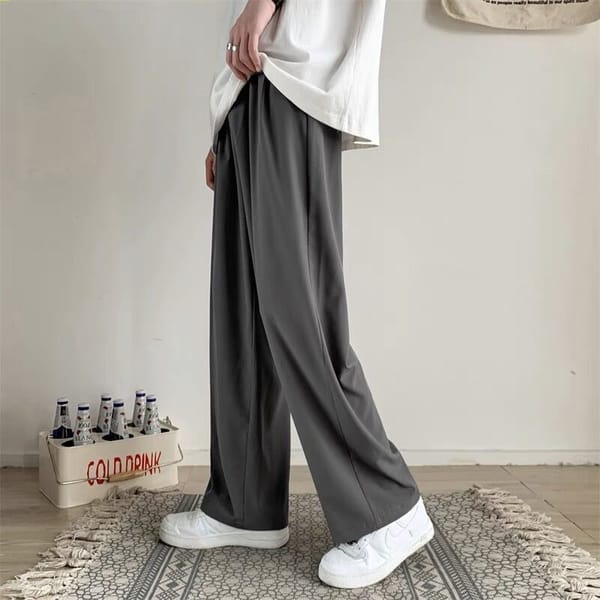 2023 Summer New Loose Ice Silk Pants Men's Long Pants Fat Casual Sports Clothing Wide Leg Straight Male Trouser Tide Brand U68