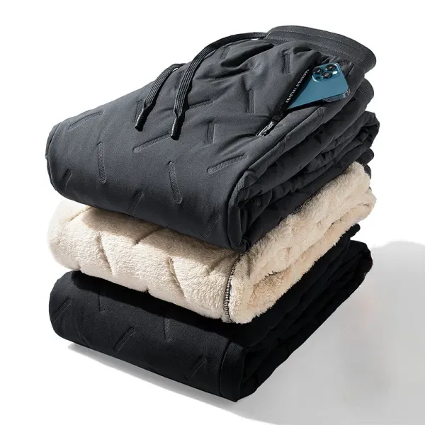 Winter Lamb Fleece Pants Men's Plush Warm Leisure Sports Pants Loose Straight Leg Versatile Large Cotton Pants