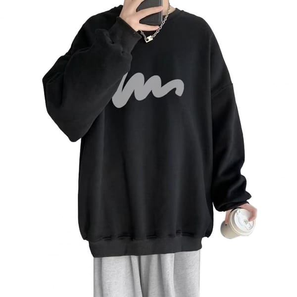 Printed Sweatshirt Men's Printed Hip Hop Streetwear Sweatshirt with Elastic Cuff Hem Mid Length Pullover for Fall Winter Season