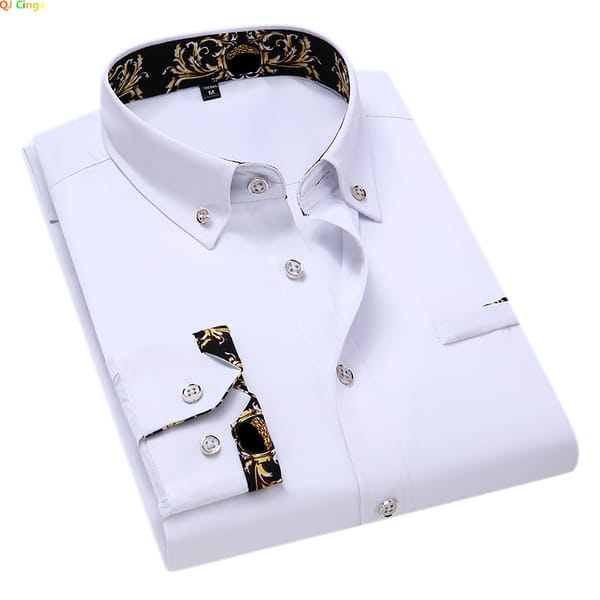 Men's Clothing  Arrival Men Shirt Fashion Causal Long Sleeved Male Dress Social Business Cotton Shirt Soft Weeding White Shirts