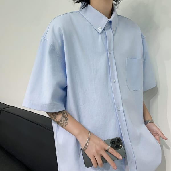 Shirt Men's Short Sleeved Korean Version Trendy, Artistic, Handsome, Versatile Summer 2024 New Instagram Jacket