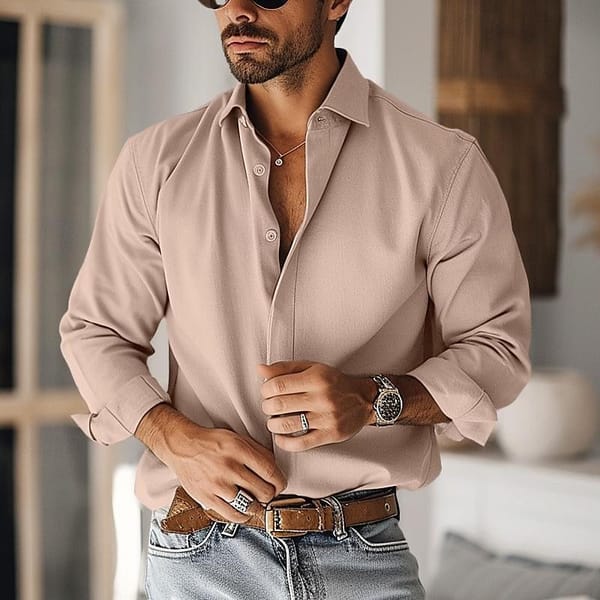 2024 High Quality Men's Casual Business Long Sleeve Shirt British Loose Plus Size Shirt