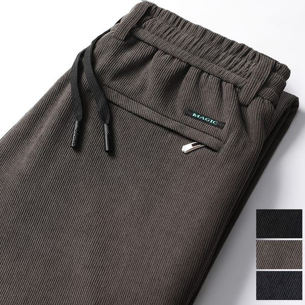 Men Corduroy Pants Autumn Winter Men's Straight Trousers Brown Black Thick Warm Loose Smart Casual Pants Oversize  Elastic Waist