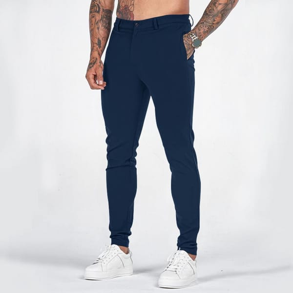 Men Daily Pants Comfortable Men Pants Stylish Men's Slim Fit Ankle Length Pants Soft Breathable Fabric Mid Waist for Commuting