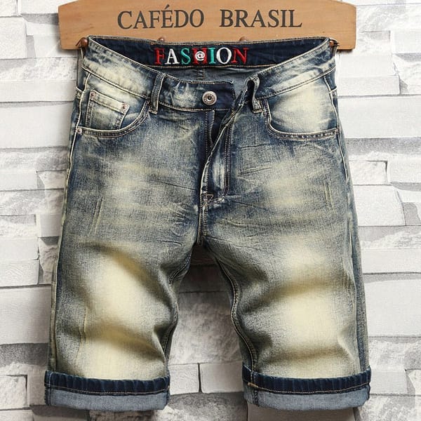 2024 New Men's Jeans Short Pants Casual Summer Denim Knee Length Slim Vintage Ripped Stretch Skinny Capris Cowboy Shorts for Men