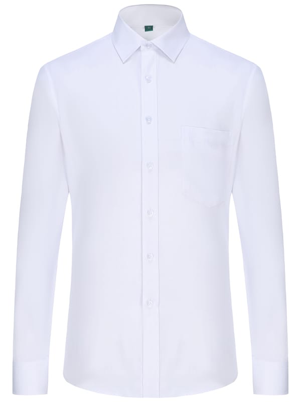 Classic Design Men's Formal Solid Color Button Up Long Sleeve Shirt Single Pocket Business Wear Regular Fit Work Office Shirt