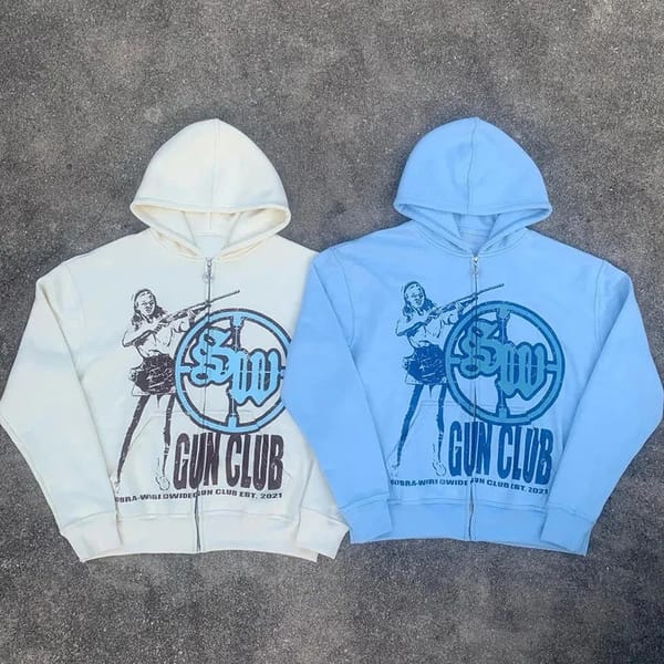 Y2K Men's Hoodies Casual Loose Hooded Long Sleeve Zipper Cardigan Punk Style Retro Pattern Printed Solid Sweatshirts Hoodies