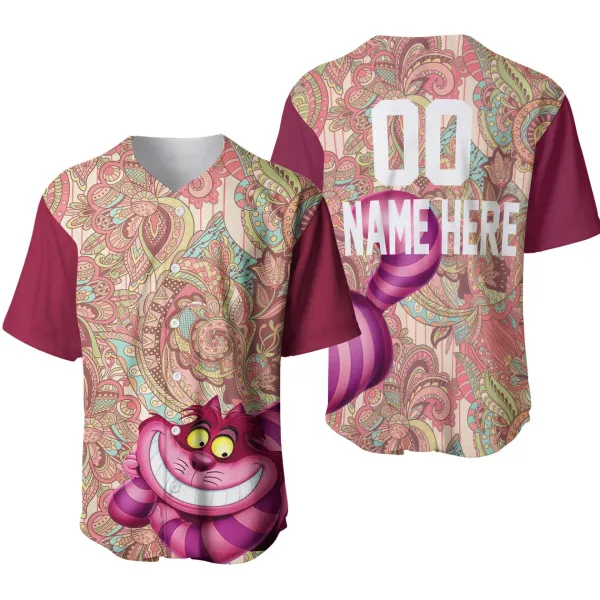Cheshire Cats Baseball Jerseys Custom Name Men's and Women's Disney Baseball Uniforms Fashion Vintage Short Sleeve Shirt Jerseys