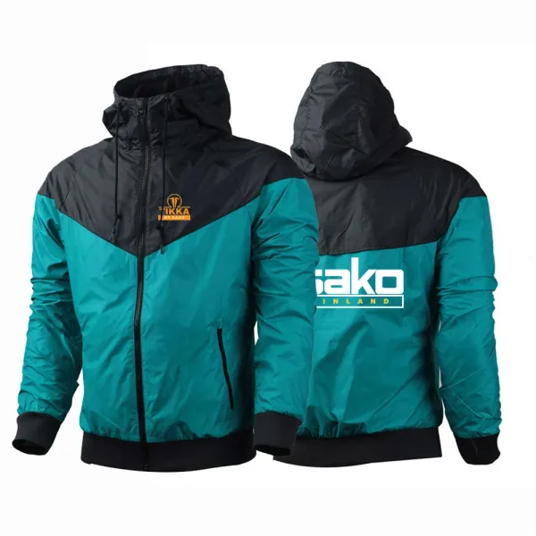 Tikka By Sako Finland Firearms 2023 Men's New Patchwork Zipper Waterproof Hooded Coat Outdoor Windbreaker Windproof Jacket