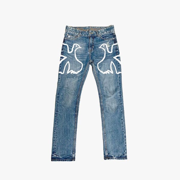 MATTA Dove Flat and Embroidered Washed Jeans Hem Stacked Hiphop Street Trend American Men's Gothic Jeans trousers y2k