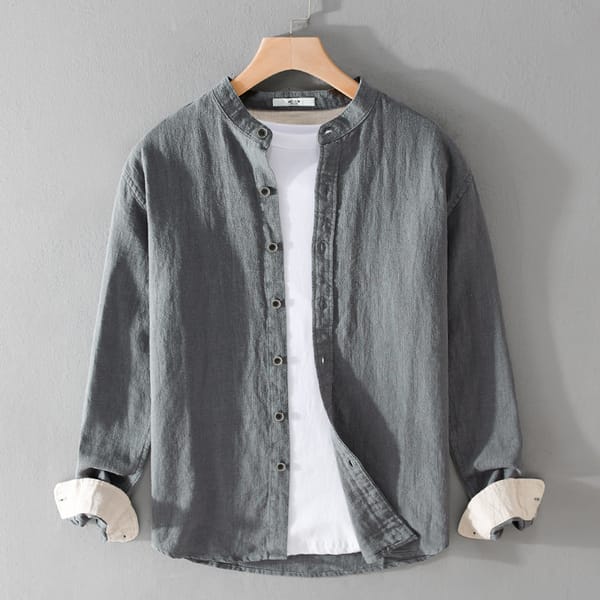 9896 Spring Autumn Simple Cotton Linen Men's Long Sleeve Shirt Literary Casual Loose Youth All-Match Fashion Urban Male Blouse