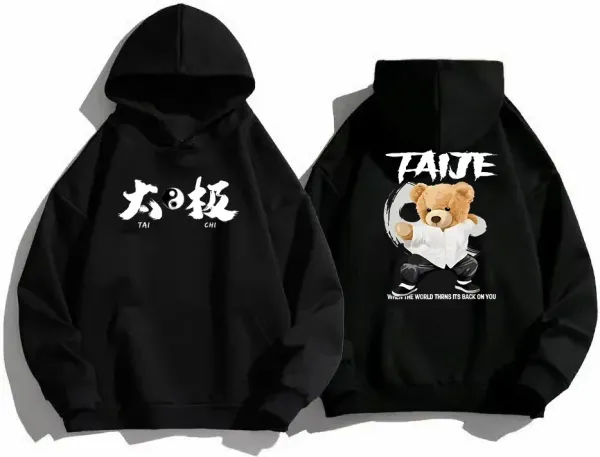 FREEDOM Men's Hoodie FREEDOM Bear Print Women's Tai Chi Yin Yang Pure Cotton Casual Advocating Freedom High Street hoodieNO11