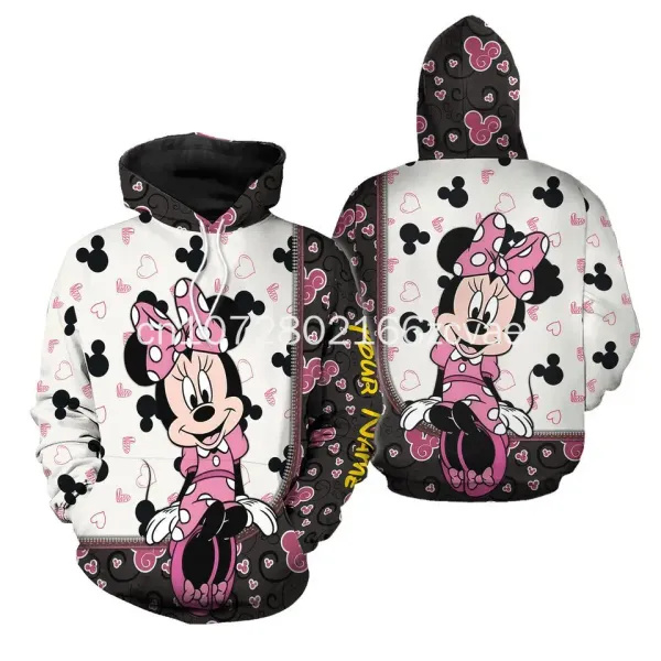 Summer Customized Disney Minnie Hoodie 3D Print Casual Fashion Street Sports Shirt Men's and Women's Children's Hoodie