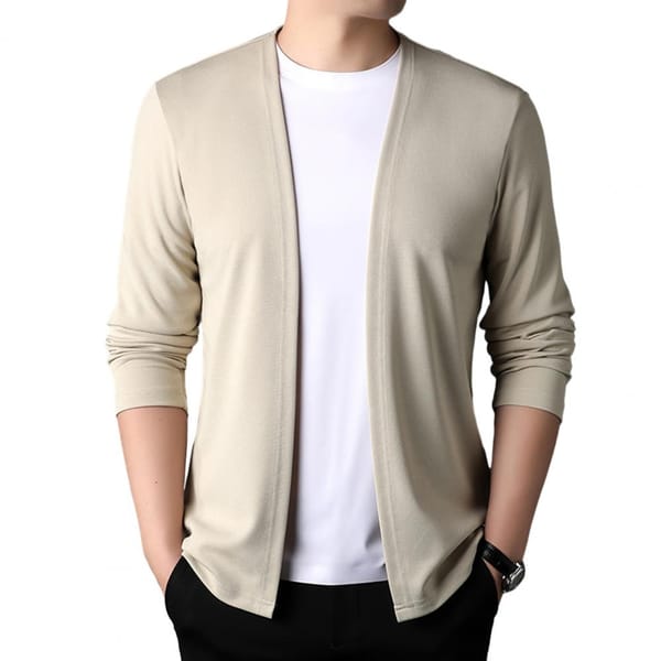 Men Knitted Sweater Slim Fit Solid Color Sweater Coat Stylish Men's Knitted Cardigan for Spring Autumn Male Clothing All-match