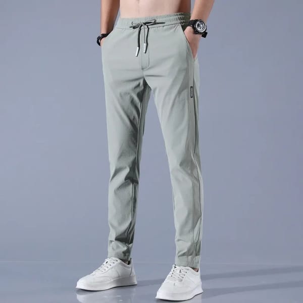 4 Colors!2024 Summer Thin Feet Casual Pants Men's Ice Silk Pants Breathable Fashion Casual Pants
