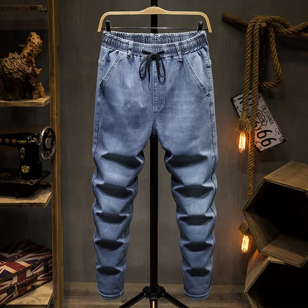 Plus Size 7XL 8XL 9XL 10XL Men's Spring Jeans Fashion Casual Jogger Harem Denim Pants 2 Colors Hip Hop Splice Male Trousers
