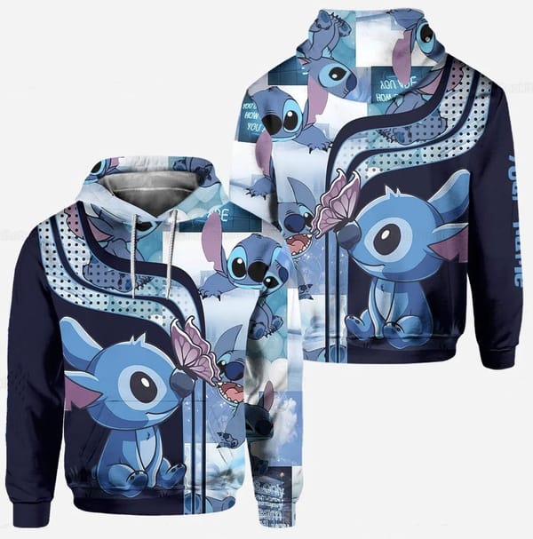 2024 Spring and Autumn 3D Printing Stitch New Men's Pullover Women's and Children's Cosplay Large Fashion Zipper Hoodie