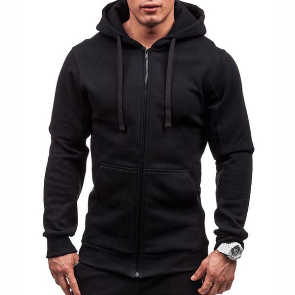Men Spring Autumn Long Sleeve Zip Up Hooded Sweatshirt Jacket Outwear Coat Tops Cardigan Solid Casual Simple Men's Hoodies