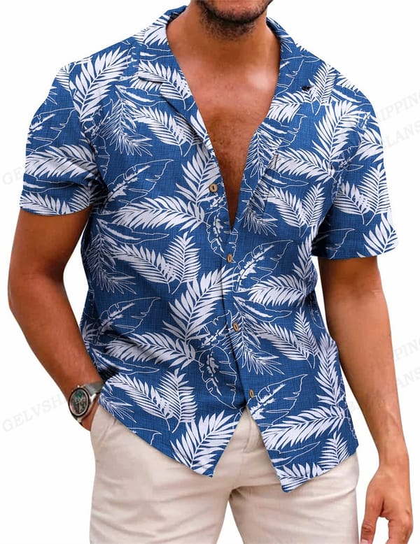 Tropic Leaves 3d Print Shirts Men's Women's Shirts Men's Vocation Blouse Floral Lapel Shirt Cuba Camisas Blouse Men's Clothing
