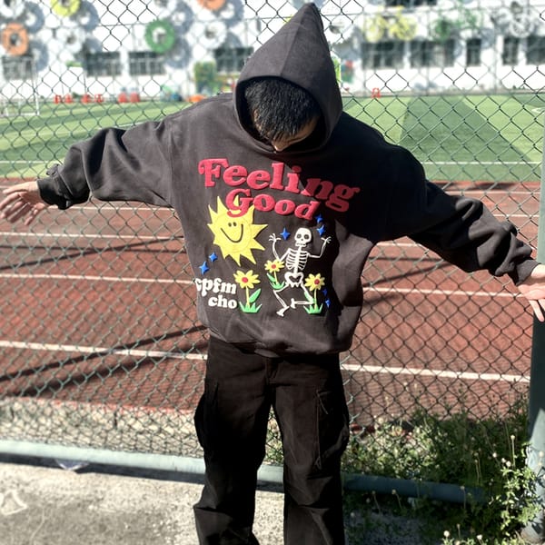 Street Costume Vintage Costume Multi Pattern Skull Head Sun foam Print Hoodie Casual Loose Sweater Top Pullover Men's Hoodie