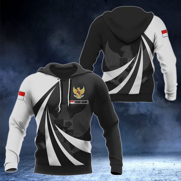 Indonesia Flag and Emblem Pattern Hoodies For Male Loose Men's Fashion Sweatshirts Boy Casual Clothing Oversized Streetwear