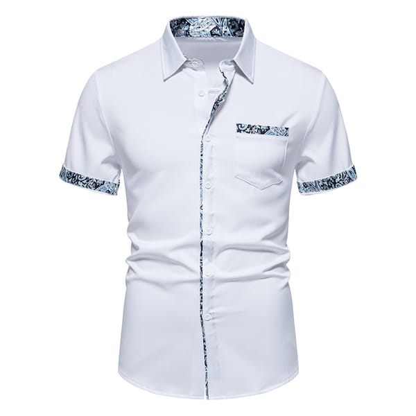 2024 Summer New Short sleeved Shirts Men's Triangle Neck Cashew Flower Colored Fashion Shirt European Size