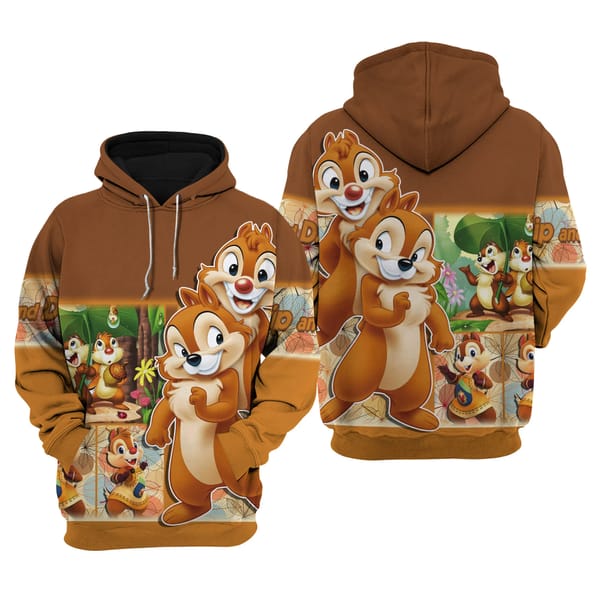 Spring and Autumn 3D Printing Chip 'n' Dale New Men's Pullover Women's and Children's Cosplay Large Fashion Zipper Hoodie
