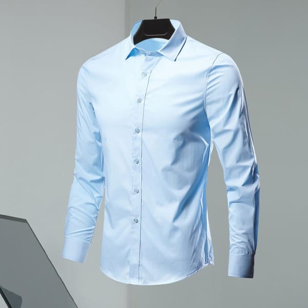 Slim Fit Dress Shirt Stylish Men's Slim Fit Cardigan Turn-down Collar Solid Color Long Sleeves for Casual Business or Office