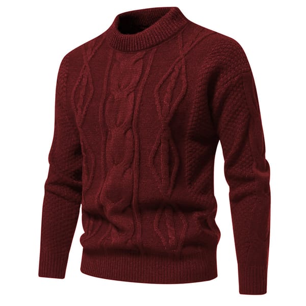 Men's Autumn and Winter New Warm Fashion Solid Color Sweater Twisted Flower Solid Color Casual Sweater