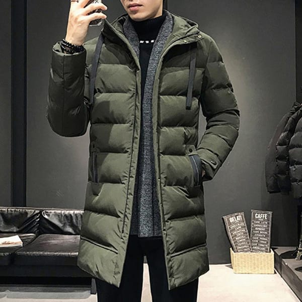 Cotton Coat with High Collar Mid-length Cotton Coat for Wind Protection Men's Ultimate Warmth Winter Parka Down Coat for Outdoor