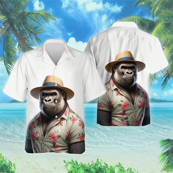 New Gorilla Graphic Men's Hawaiian Shirt 3D Printed Monkey Shirts Men's Summer Loose Beach Oversize Short-sleeved Tops Clothes