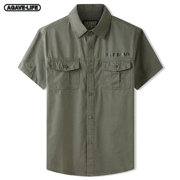 Summer Men's Polo Shirts Multi-pocket Short Sleeve Tooling Tops Men Outdoor Loose Lapel Cotton Breathable Pullover Sport Shirts