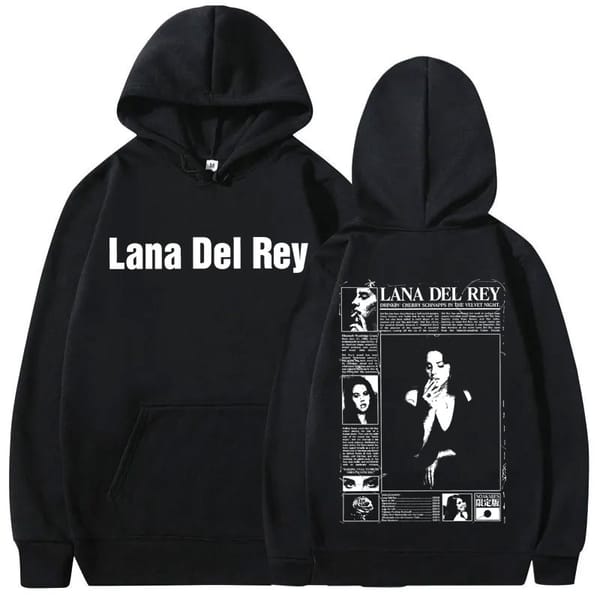 Vintage Lana Del Rey Double Sided Print Hoodie Men Women Hip Hop Oversized Hoodies Casual Sweatshirt Men's Fashion Streetwear