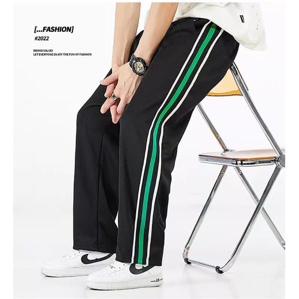 Trendy brand work pants men's spring and autumn leg tied pants 2024  loose oversinew men's American loose oversized casual pants