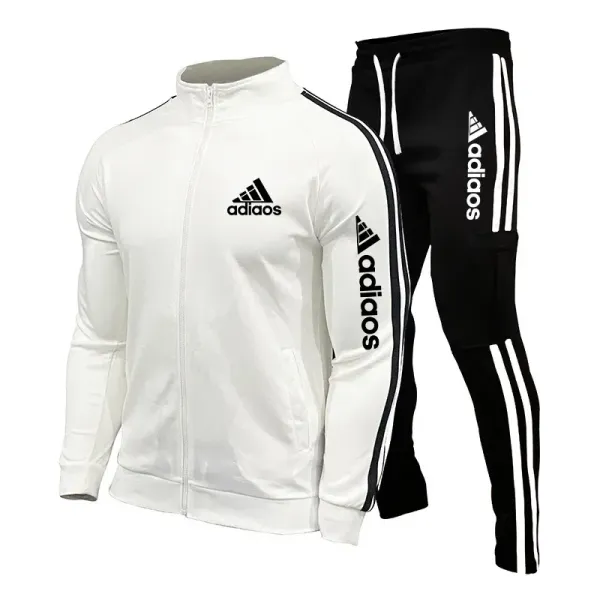 Men's Zippered Stand Up Collar Training Suit, Sports Shirt and Pants, Sportswear, Running, Fitness Wear, New, 2024