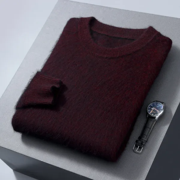 Autumn Winter New Men's Mink Fleece Sweater Half Height Round Neck Pullover Thickened Warm Loose Casual High Grade Knitwears