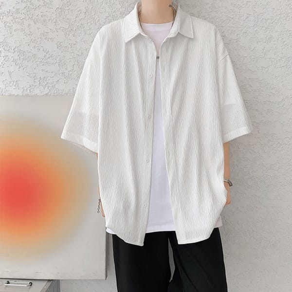 Men's Short Sleeve Lapel Shirt Casual Solid Holiday Cardigan Shirts Tops Christmas Tee Shirts Men