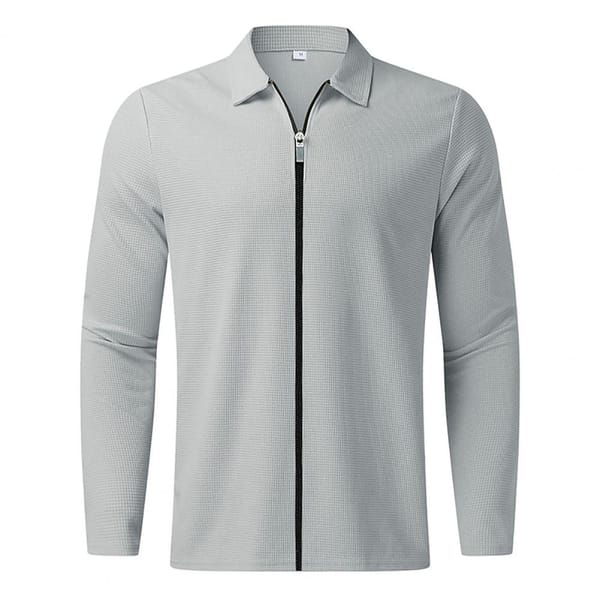 Men Coat Stylish Men's Waffle Texture Cardigan Outwear Slim Fit Lapel Jacket with Zipper Placket for Spring Autumn Fashion Slim
