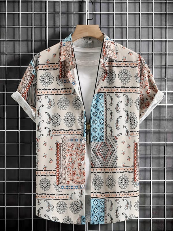 Hawaii Men's Shirt Ethnic 3D Printed short-sleeved shirts Summer New Fashionable Casual button-down short-sleeved Tops