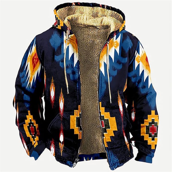 Tribal Graphic Prints Classic Casual Men's Hoodie Fleece Jacket Outerwear Holiday Vacation Going Out Hoodies Fleece Winter