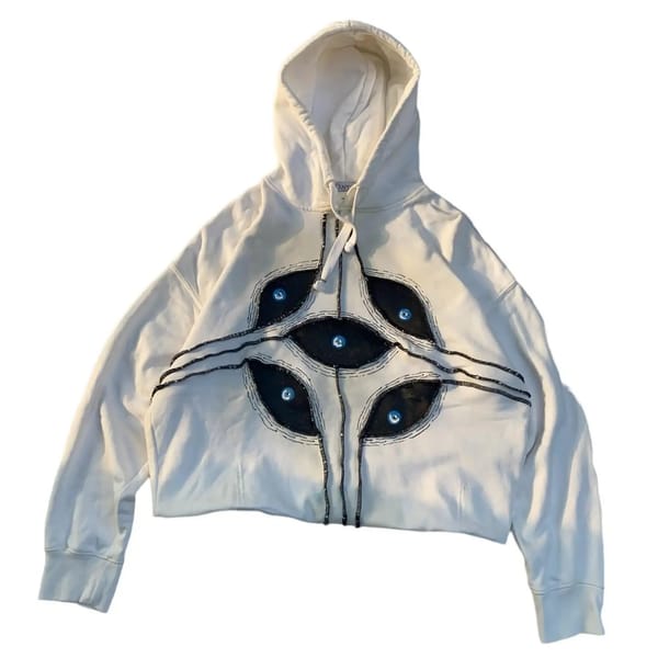 Harajuku Devil's Eyes Embroidery hoodie women's loose plus size retro street hip-hop men's hoodie
