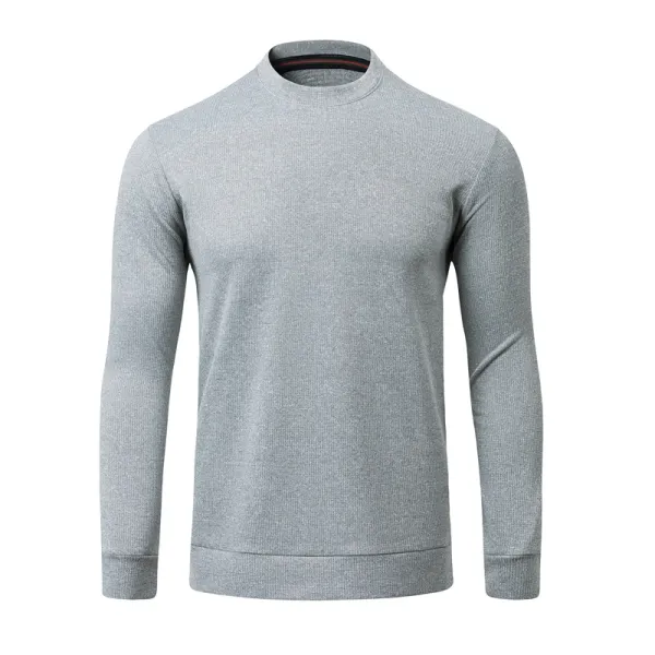 Men's New Round Neck Waffle Fashionable Solid Color Versatile Casual Pullover Hoodie