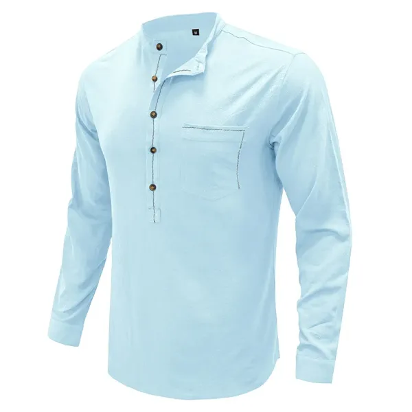 Autumn and Winter New Long Sleeved Men's Standing Collar European and American Shirts