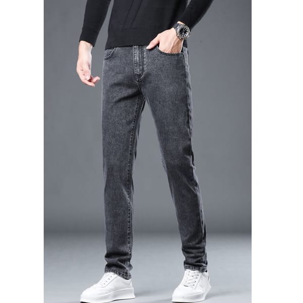 Fashion Zipper Button Pockets Straight Business Jeans Men's Clothing 2024 Autumn Winter New Loose Casual High Waist Trousers