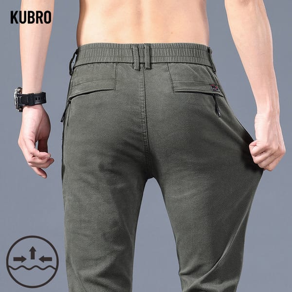 KUBRO 2023 Casual Trousers Men's Loose Straight Elastic Business Full Length Pants Summer Sports Trend Versatile Male Streetwear