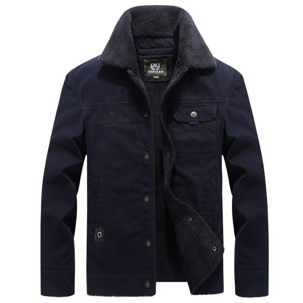 Men's Cotton Simple Casual Jacket Plush Thick Loose Winter Warm Coat