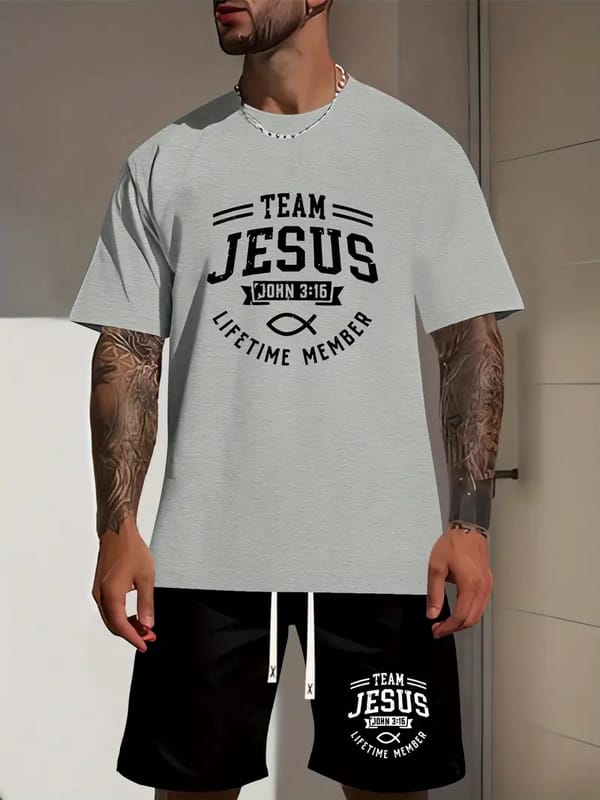 New Men's Fashion Suit Men's Casual Street Suit Quick-dry Sportswear Short-sleeved T-shirt + Shorts Two-piece Set Large Size
