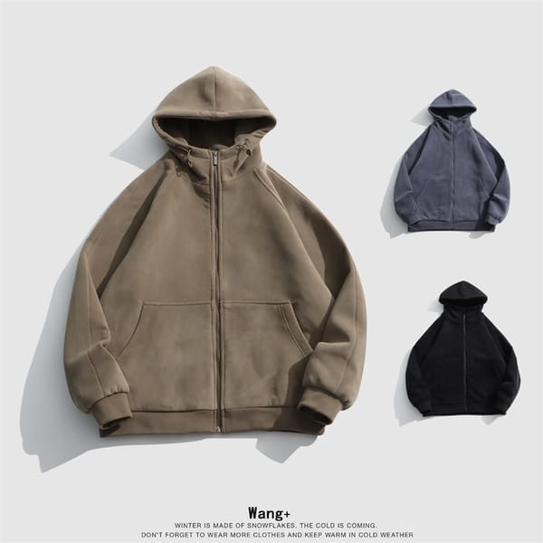 2024Autumn And Winter New Men's Double-Sided Fleece Hooded Cardigan Sweatshirt With Thick Insulation And High-Quality Casual Top