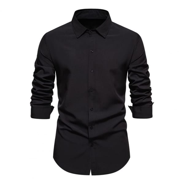Long Sleeve Loose Fit Shirt Casual Men Shirt with Lapels Formal Business Style Men's Slim Fit Long Sleeve Shirt for Professional